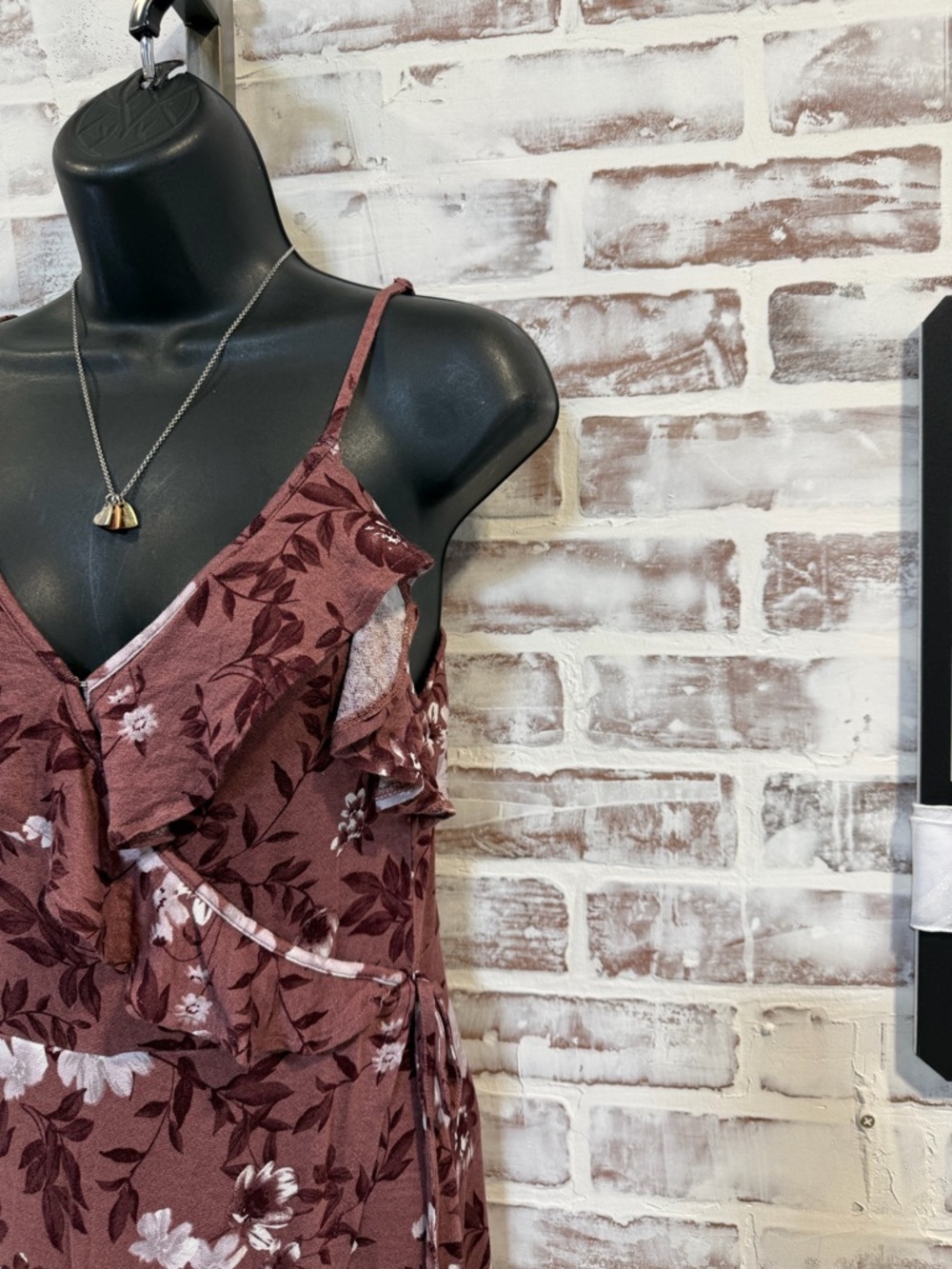 American Eagle Outfitters Mauve Floral High-Low Wrap Dress XS - Picture 2 of 8